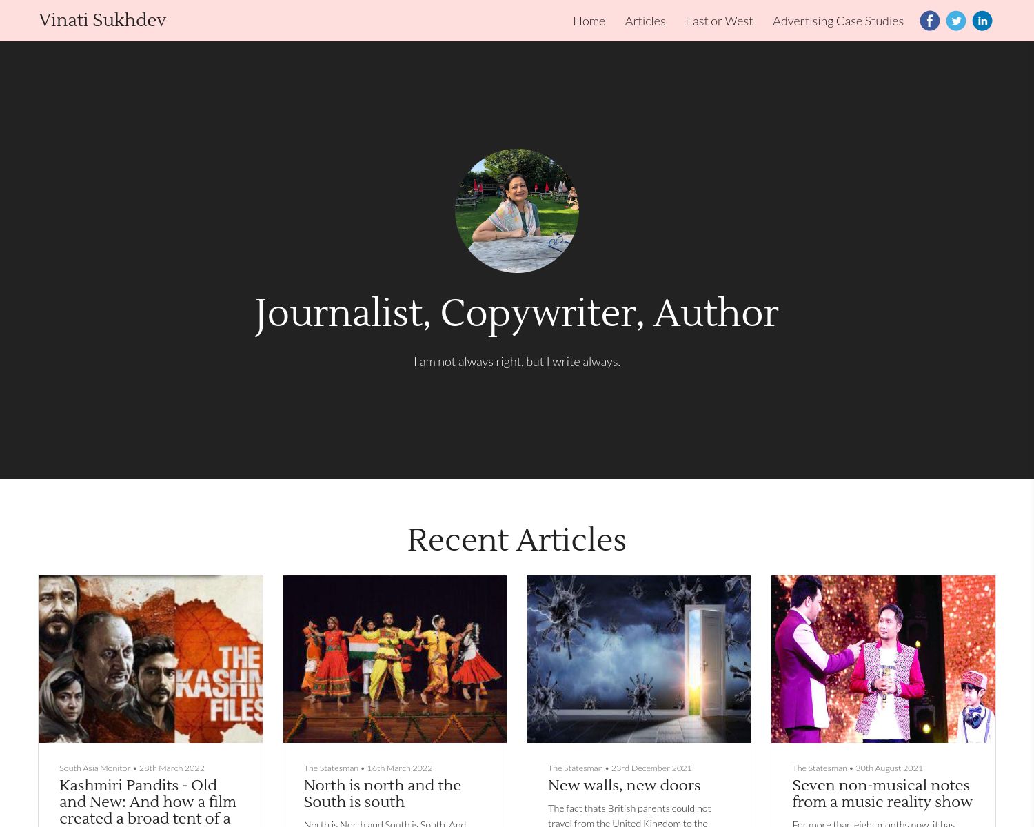 Vinati Sukhdev Creative Writing Portfolio