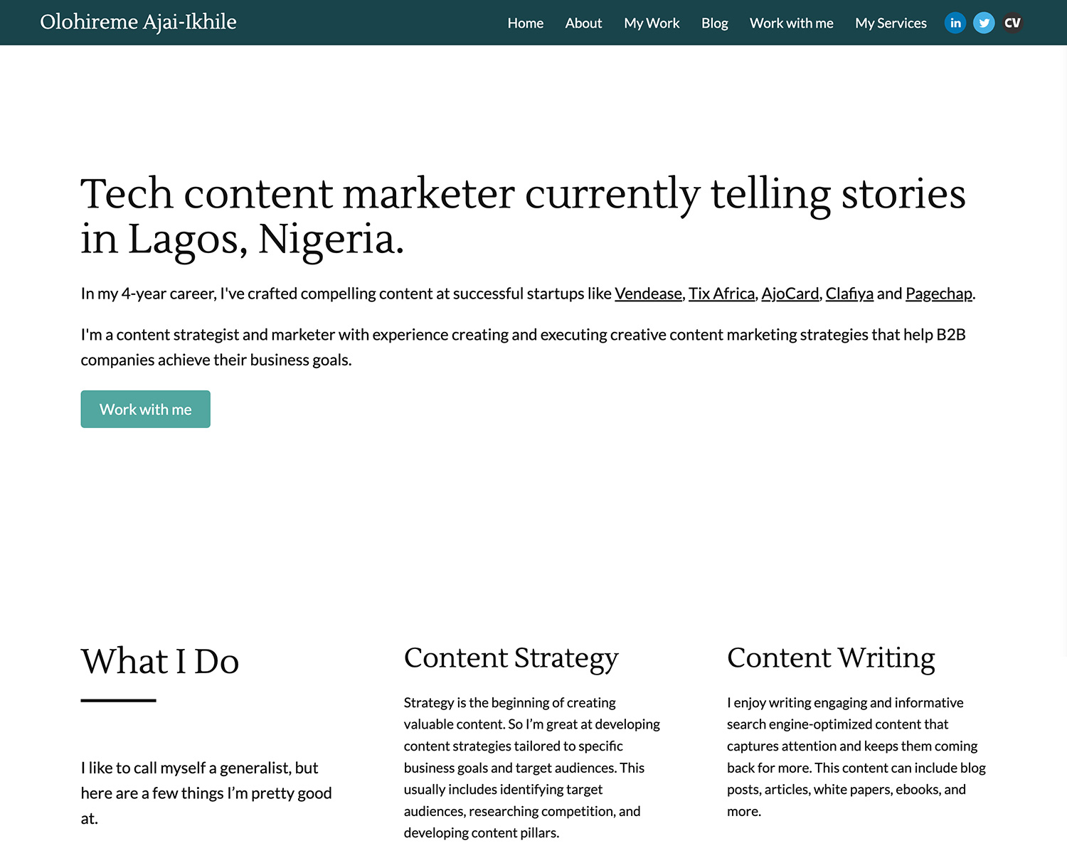 Olohireme Ajai-Ikhile writing portfolio example