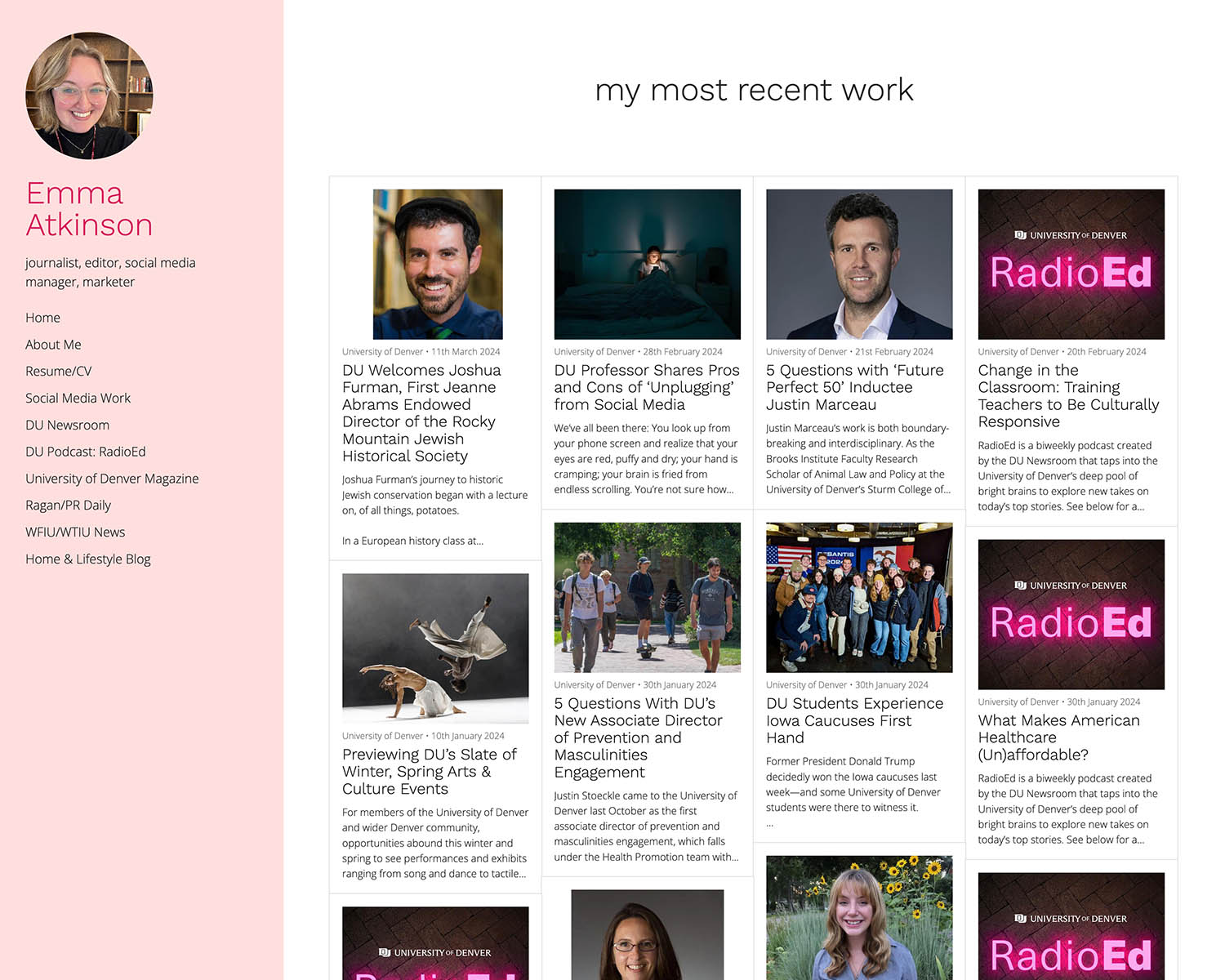 Emma Atkinson Journalist and Social Media Manager Example Portfolio