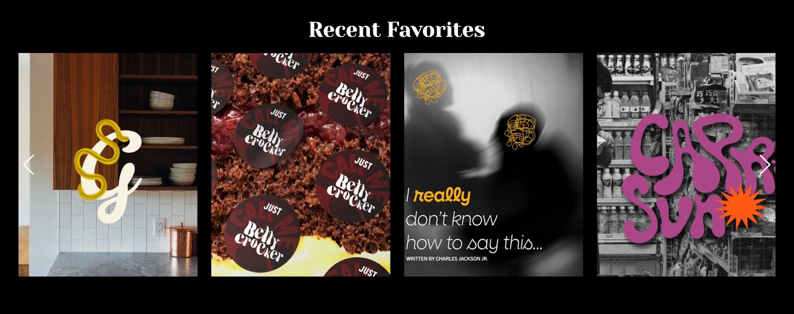 An example slideshow with a black background and stark images