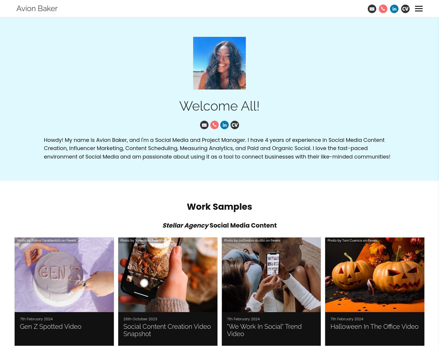 Avion Baker Portfolio Example