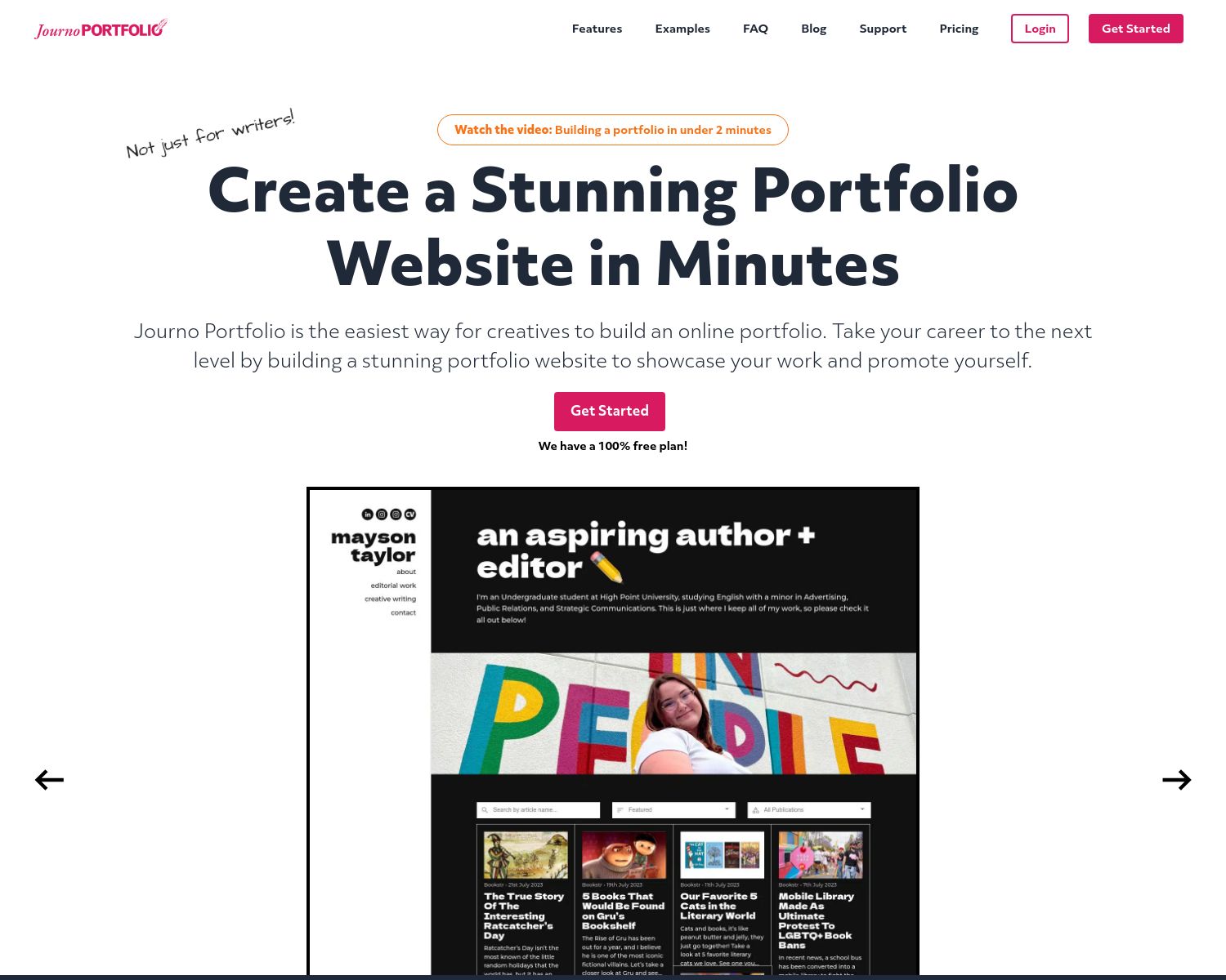 The Journo Portfolio Home page