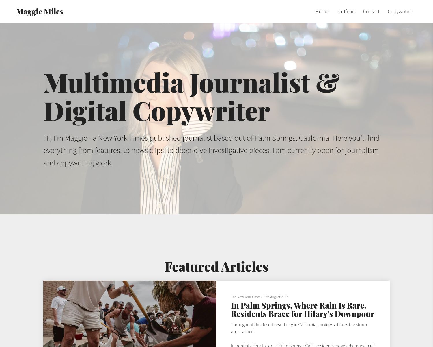 Maggie Miles Multimedia Journalist Screenshot of Portfolio