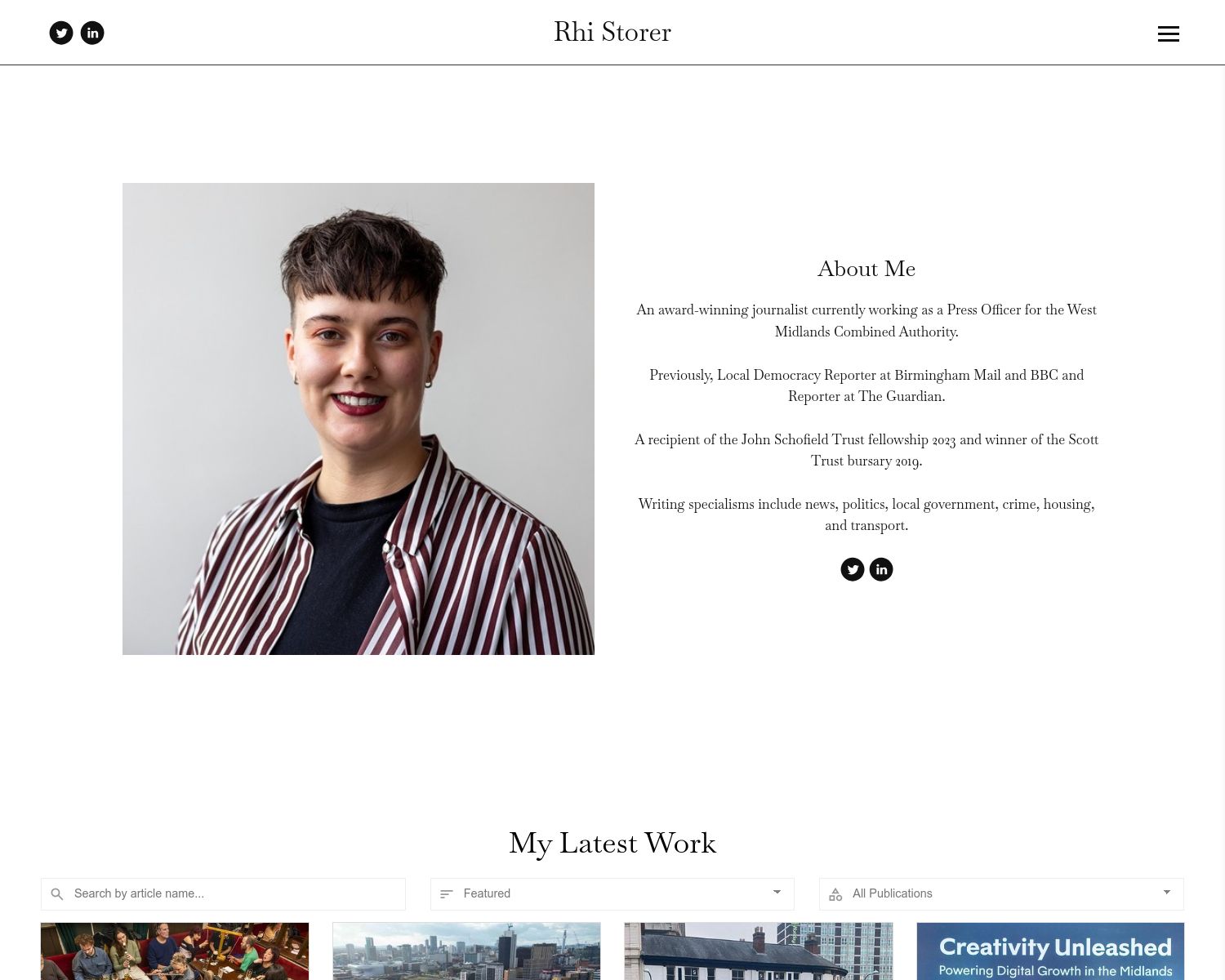 Rhi Storer Journalist Portfolio Site