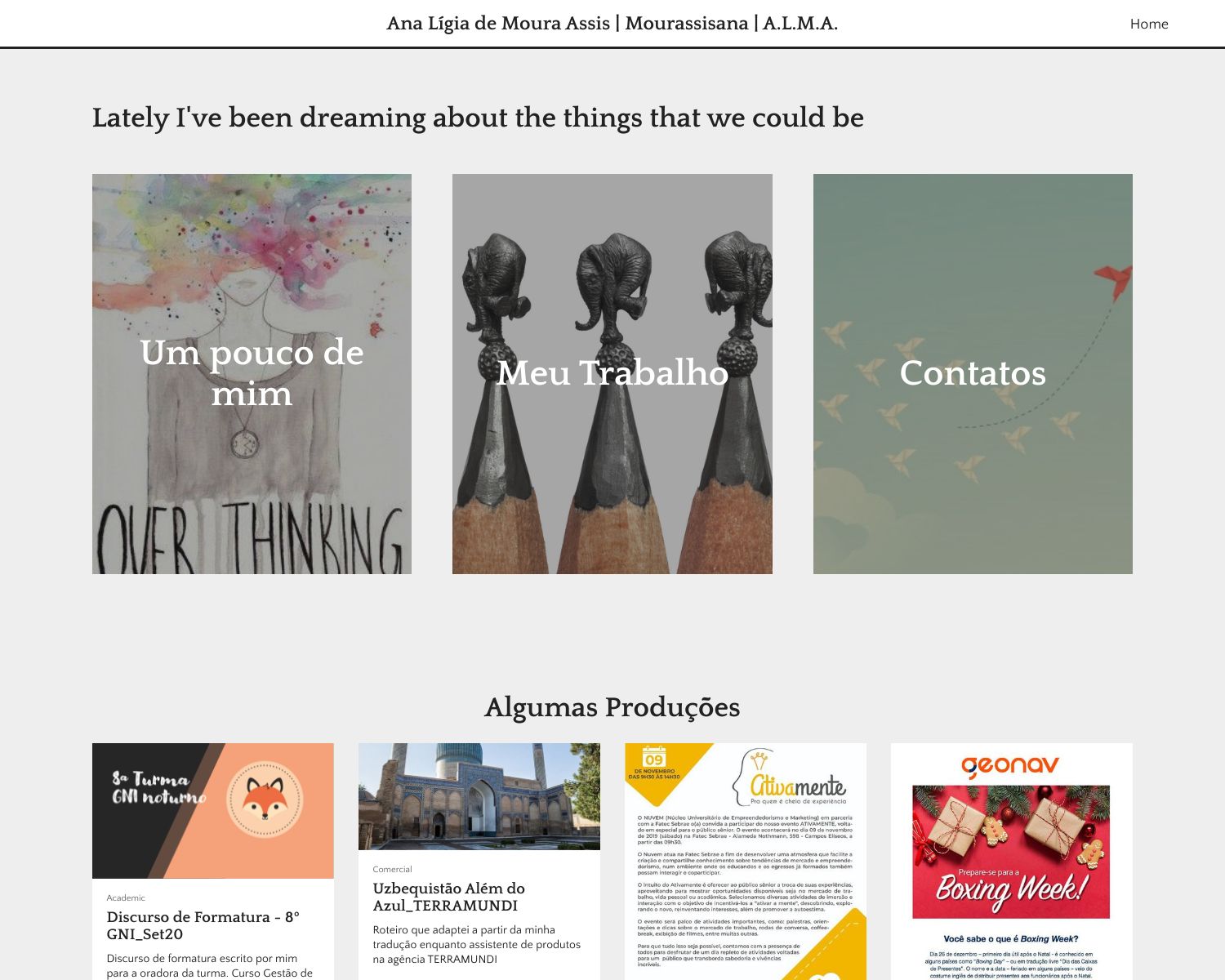 Ana Lígia de Moura Assis | Mourassisana | A.L.M.A. Portfolio Ana Lígia de Moura Assis | Mourassisana | A.L.M.A. Portfolio