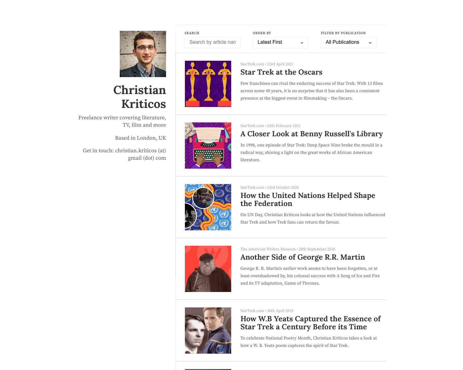 Christian Kriticos Portfolio Christian Kriticos Portfolio