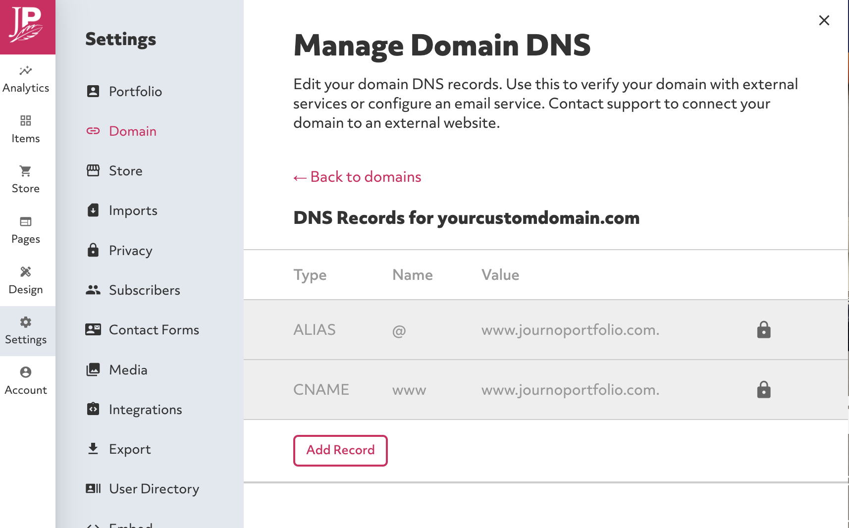 Domain management Journo Portfolio