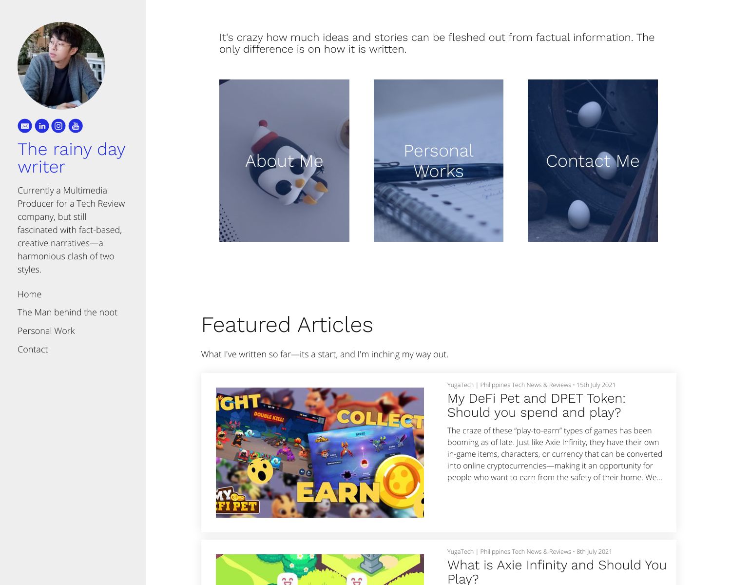 The Rainyday Writer Portfolio The Rainyday Writer Portfolio