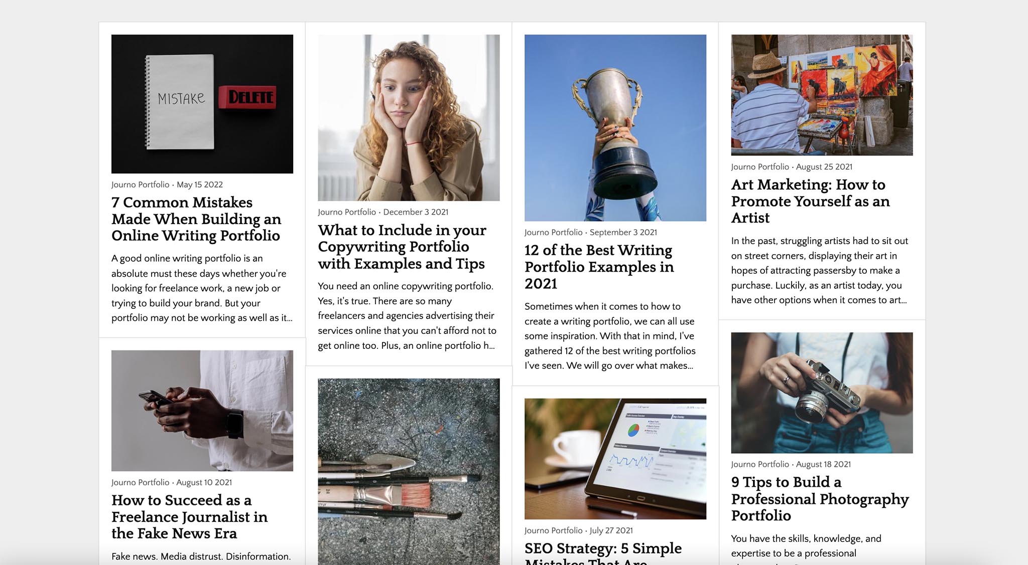 Collapsed Masonry Article Layout